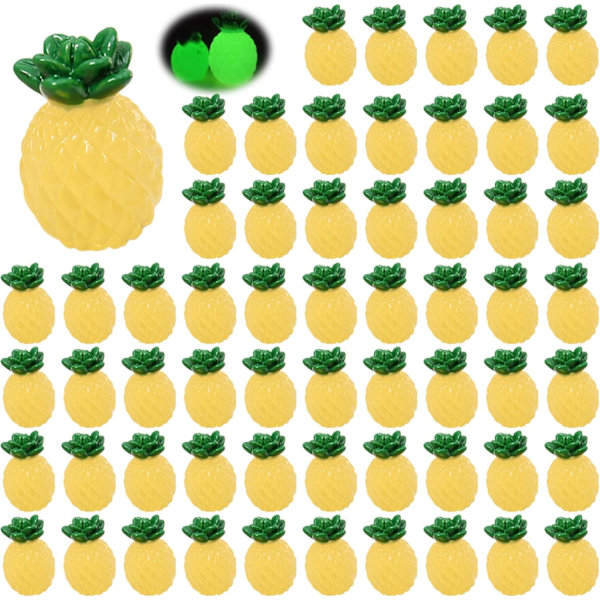 Mini hartsfigur ananas dekorasjon 60 stykker lysende miniatyr falsk frukt diy falske ananas mini hartsfigur håndverk 1.1x0.8 '' heminnredning