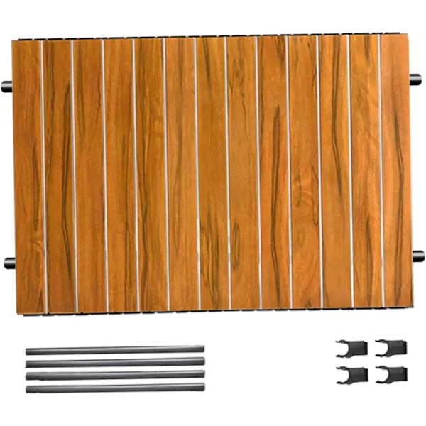 Vagnsbordsstopp 21,6x29,5 tum aluminiumlegering tung vikning vagnbord toppfästen bärbar vagn bord för camping picknick grill, trä färg utomhus levande träfärg
