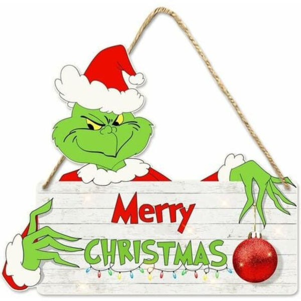 Grinch julepynt hængende skilte dørskilt til juledekoration Glædelig jul Grinch temafestartikler