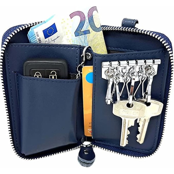 Case, 6 nyckelkrokar, korthållare, sedelplånbok, bilnyckelficka, multifunktionell organizer