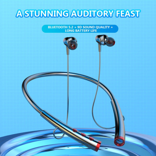 SQBB trådlösa hörlurar nackband bluetooth 5.2Hörlurar med mikrofon sporthörlurar brusreducering lämplig för iphoneMillet