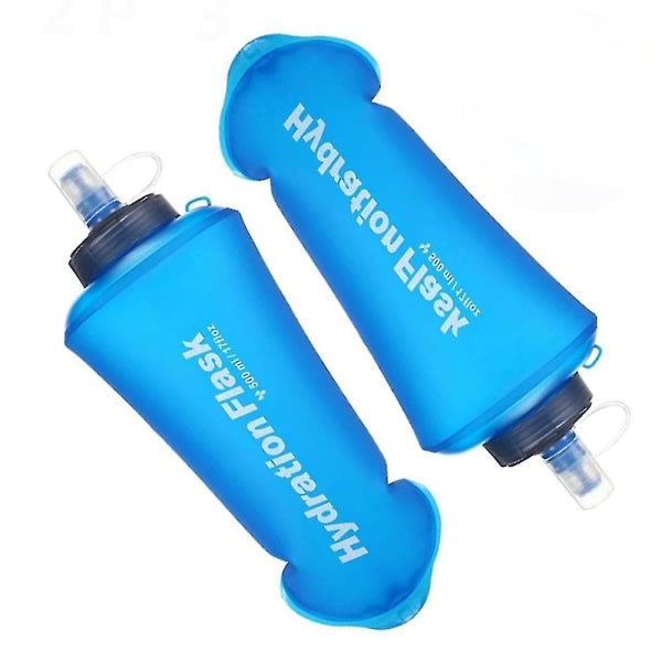 2-pack mjukvattenflaska Hopfällbara vattenflaskor för löpning Fotvandring Cykling Klättring 500 ml