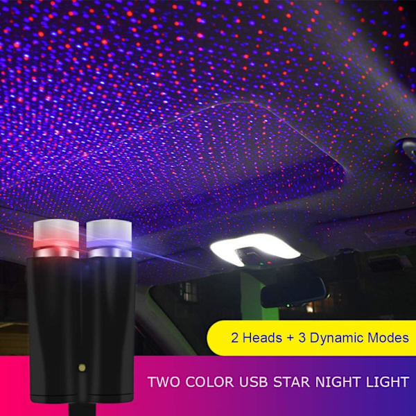 Bilinteriørbelysning, USB Ambient Night Lights 3 dynamiske tilstande Rum
