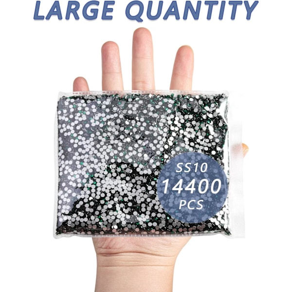 14400 kpl Vihreitä Litteitä Strassisia DIY-Töihin, Smaragdinvihreä, SS10, 2,7-2,9 mm Emerald SS10/14400pcs