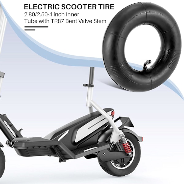 2-pak 2,80/2,50-4 tommer indre rør med Tr87 bøjet ventilstamme til scootere, plæneklippere, trillebør [dB} Sort Black