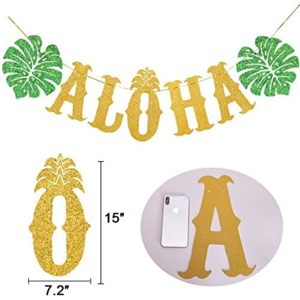 Festdekoration Stor Guld Glittrande Aloha-Banderoll för Luau-Festsaker Favoriter