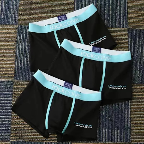 Herreunderbukser Bomuld Herreundertøj Boxershorts Trykte boxershorts Komfortable shorts Herreundertøj L-3XL 3stk Sort XXXL 85-95KG