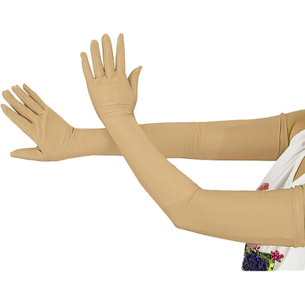 20,1 tuuman pitkät venyvät spandex-oopperakäsineet, kyynärpään yli (musta) Nude Large