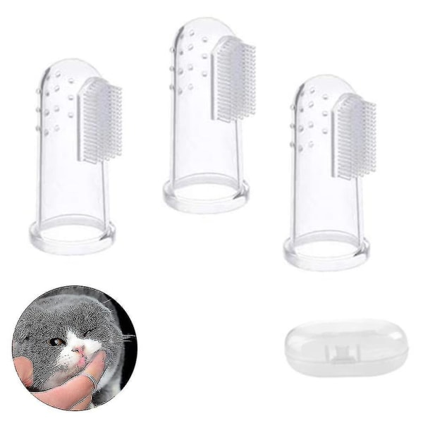 Pet Transparent Milky White Finger tandborste för hundar och katter Professionell hund tandborste & katt tandborste Combo Set om 8, tandhygien för husdjur