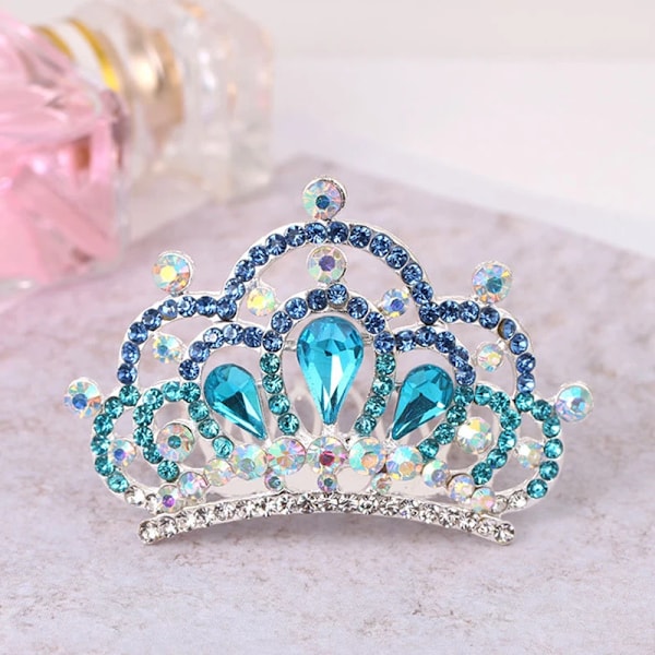 Flickor Barn Hår Smycken Tillbehör Mini Söt Kristall Rhinestone Prinsessan Kronhår Kam Födelsedagsfest Tiaror Hårband 10