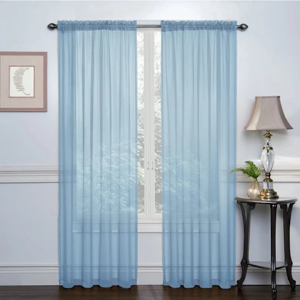 Transparent Fönster Voile Solid Färg Bröllop Glas Voile Hushållsprodukter Lätt Lyx Style Lätt Att Installera Gardiner A8