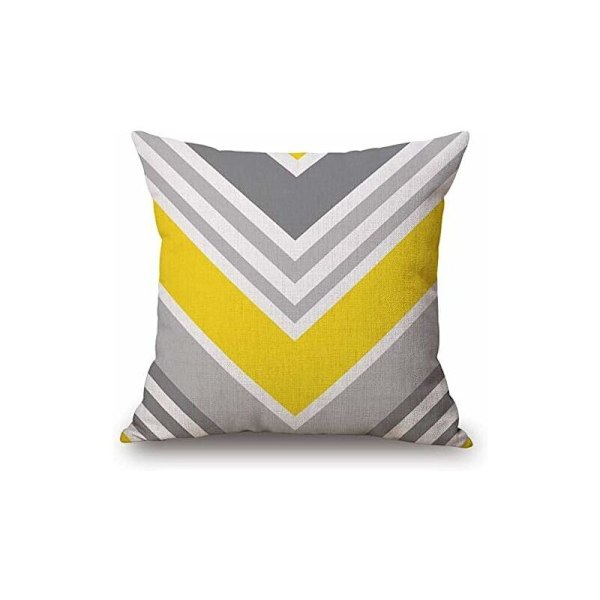 Keltainen ja harmaa kotelo 4 osaa puuvillaa Pellava Kestävä kotelo 18 x 18 tuumaa 45 x 45 cm Painettu kuvio