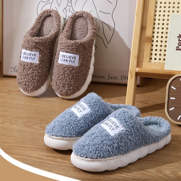 Fuffy Fur Tofflor Plysch Flat Tofflor GRÅ 40-41 Harmaa Grey 40-41