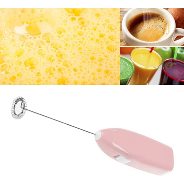 Elektrisk mjölkskummare, Batteridriven Visp för Kaffe Drycker (Rosa) Pink