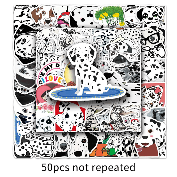 CQBB Härliga prickiga hundklistermärken|50 st|Tecknade djur Vinyldekaler för HydroflasKs bärbara surfplatta Cykel Vattenflaskor Bil,Vattentäta dekaler
