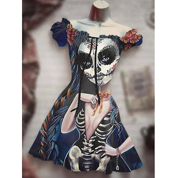 Halloween-kjole til kvinder, festlig vintage-kjole, elegant A-linje-kjole, cocktailkjoler, gotisk kjole, stil 9 style 9 L