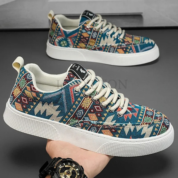 Män Vulkaniserade Skor Sommaren Canvas Casual Sport Bekväm Andningsbart Skateboard Fashion Spets Up Sneakers För Män Röd 42