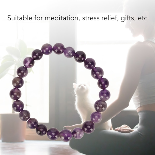 Pärlarmband Elegant Diameter 8mm Stretch Naturlig Kristallarmband för Unisex Meditation Dekompression Present Amethyst Amethyst