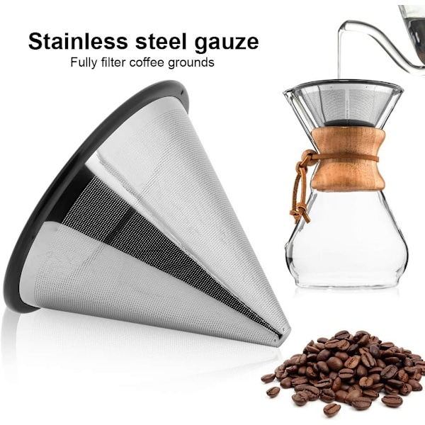 Kaffefilter, YJ‑99A3 Kaffefilter i rustfrit stål Te Coffee Dripper Kaffenetfilter