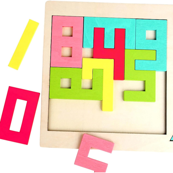 Træ Tangram Puslespil til Børn | Hjerne-Tænder Formblokke til 3+ År