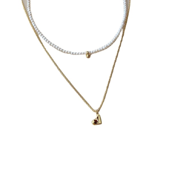 Vintage pärlhjärtformat halsband mode temperament design sense nyckelben kedja hals halsband naturlig vind halsband
