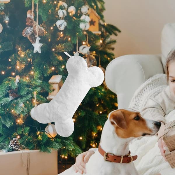 Jule-Strømpe til Hunde - Blød Strømpepose til Kæledyr med Snefnug Design Pure white