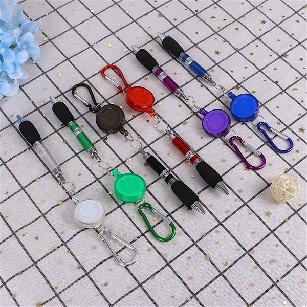 6 st Clip On Pennor Karabinhake Pennor Retractable Badge Reel