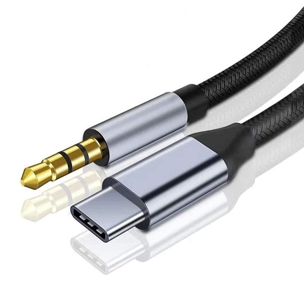 Aux USB C -kaapeli, tyyppi C uros - 3,5 mm uros liitäntäadapteri, äänen pidennyssovitin autoradioille, kaiuttimille, kuulokkeille Samsung Galaxy S21 S20 Ultra S20 + P