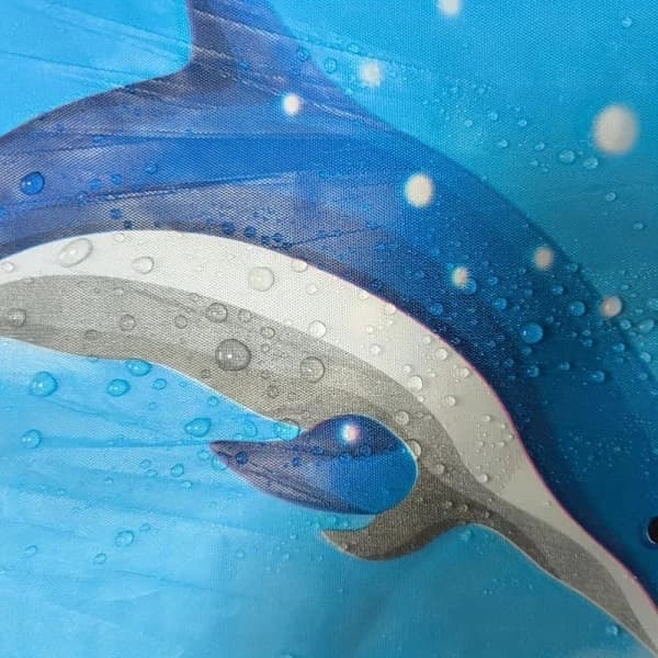 Delfinduschdraperi Polyeten Havstryck med Upphängningsöglor för Modern Badrumsinredning Blå 80 x 180 cm Blue 80*180cm