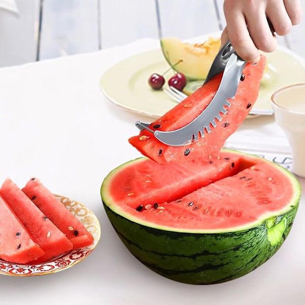 Vattenmelonskärare i rostfritt stål, multifunktionell fruktskärare kökshjälpskniv för cantaloupe papaya drakfrukt vattenmelon (grön) Grön