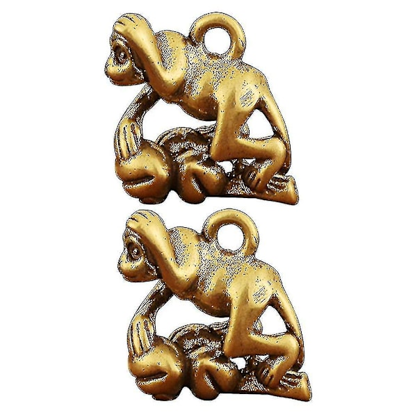 2st Monkey Skulptur Mässing Hantverk Monkey Prydnad Mässingshänge För Dekor Nyckelring Collection