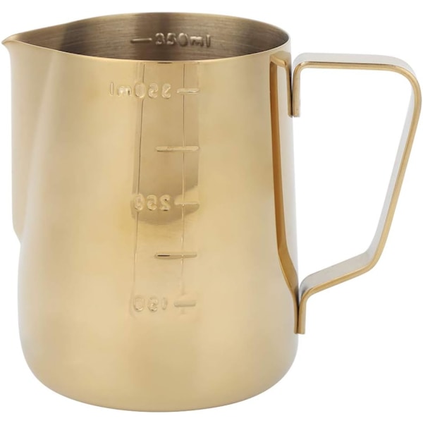 Rustfrit Stål Mælkeskumningskop Krus med Skala til Hjem Latte Art Kaffetilbehør Caféer Guld 600ML (350ML (med vægt)) 350ML (med våg)