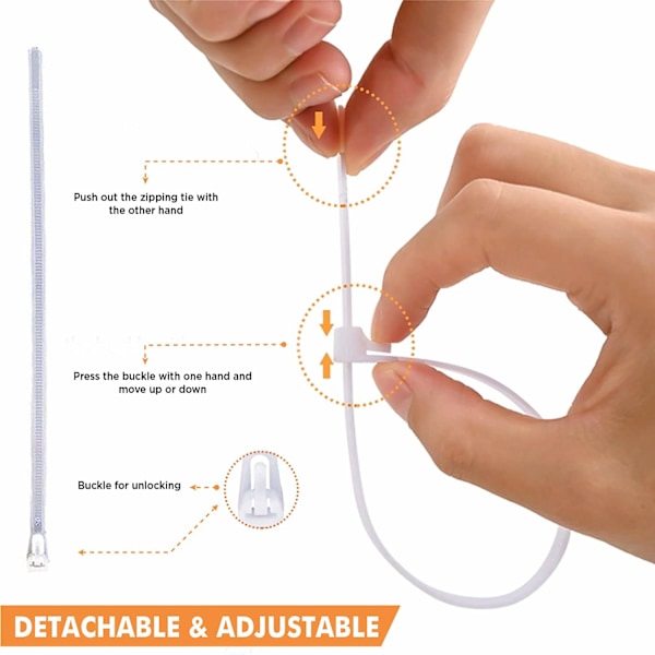 Møbelankre og stropper (6-pakning) for kommode, hyller og sikkerhet White Nylon Pack of 6