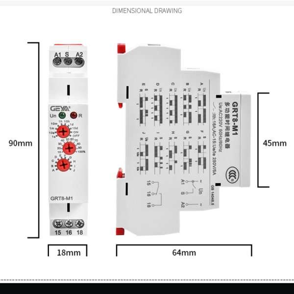 Tidrelæ med 10 funktioner (AC 220V) * GRT8-M1 A220
