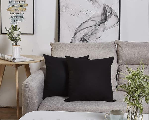 Håndlaget Solid 100% Bomull Canvas Putetrekk (x 18 \" av 2, Svart)_max
