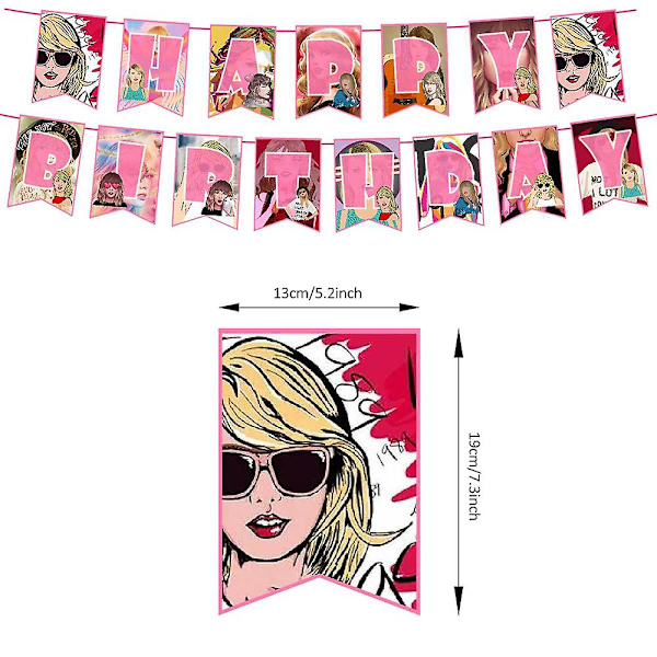 Taylor Swift bursdagspynt Taylor Swift-tema bursdagspynt Ballonger Kakepynt Banderolle