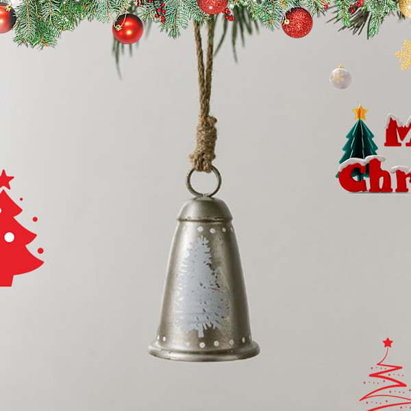 Metallinen joulukellon koriste, juuttinarulla, rustiikkinen äänellinen kello puuhun, seppeleeseen ja oviin Christmas tree bells