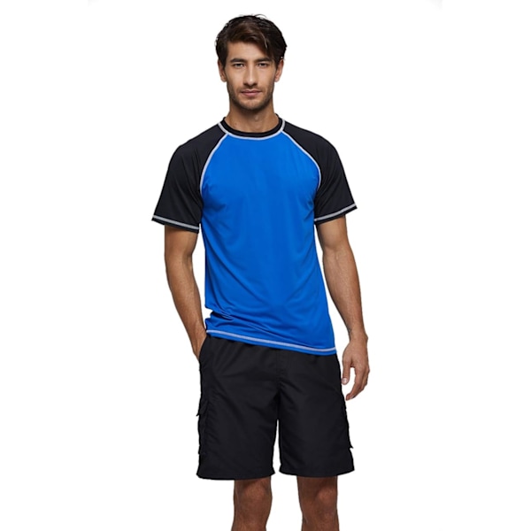 Herre kortærmet hurtigtørrende badetop surf UV solbeskyttelse badedragt (blå sort) XL blå sort blue black xl