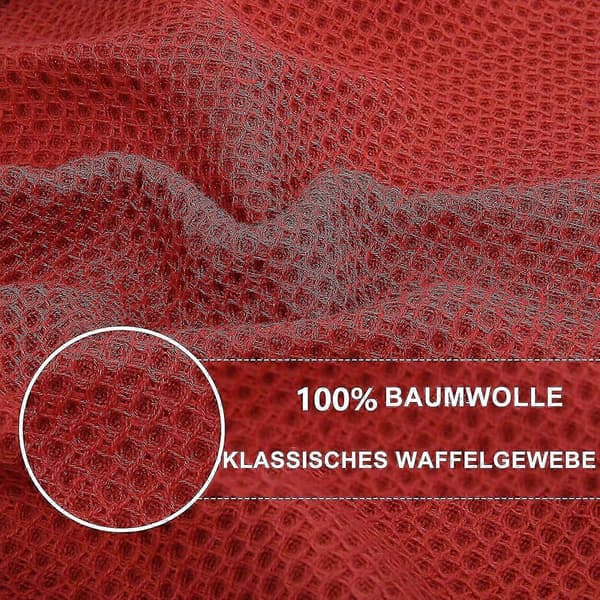 6-pack Premium 100% Bomull Frotté Diskhanddukar, Superabsorberande Disktrasor med Hängögla Röd 34*73cm Red 34*73cm