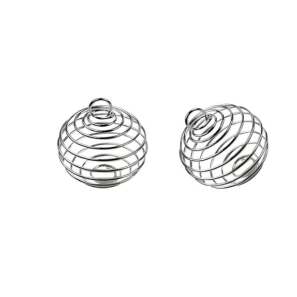 Spiral Bead Cages Hopeakoristeiset Ripustimet Kaulakorun Ripustimet Korujen Valmistukseen Käsityötarvikkeet Hopea silver S