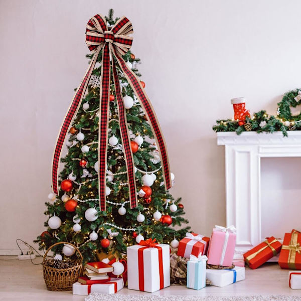Julrosett, dekoration, stor julgran, rosett, julgransprydnad, för juldekoration, röd julrosett, julkrans, julgran, hängande dekoration Svart