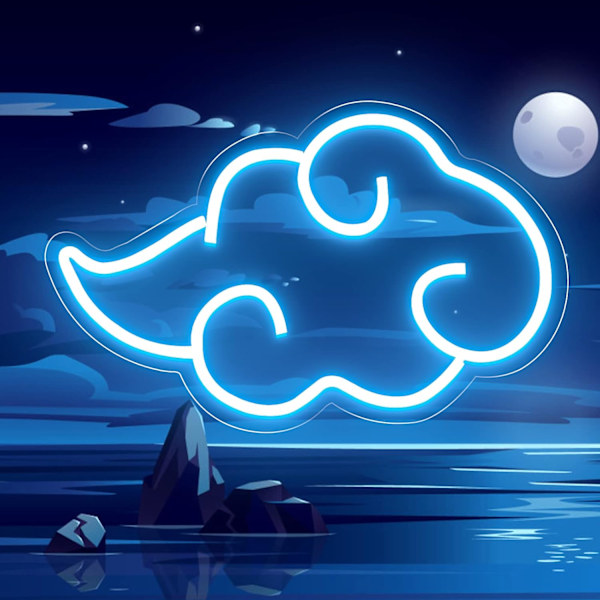 LED-moln Neonljus, Röd Akryl USB Väggdekor för Sovrum, Spelrum, Justerbar blue clouds