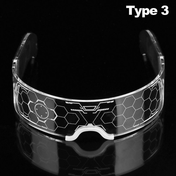 Mordely LED-ljusglasögon Cyberpunk EyeWare TYPE 3 Typ 3 SQBB