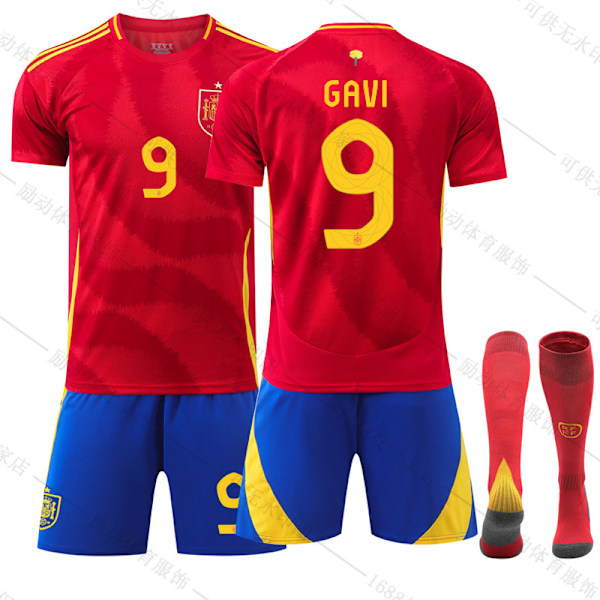 Mub- 2024 Spanien HOME EM fodboldtrøje 9 GAVI 26 9 GAVI