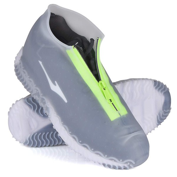 Vattentäta skoöverdrag Återanvändbara Vikbara halkfria regnskoöverdrag med dragkedja Cover Skyddsskor Regngaloscher（L Transparent）