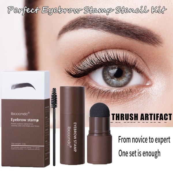 1 Set Perfekt One Step Ögonbrynsstämpel Stencil Kit Mörkbrun