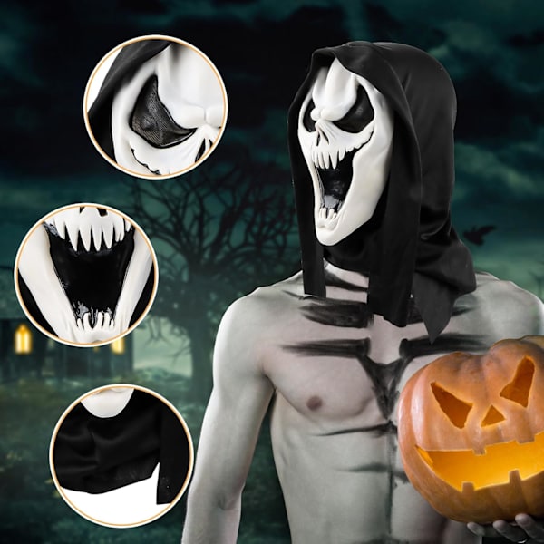 Ghostface Halloweenmask, Skräck-Skalle Mask för Kostymer och Fester
