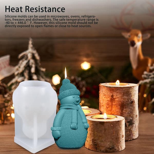 3D Julelysform, Snemand Silikonform til DIY Lys og Dekorationer White