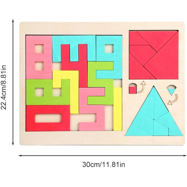 Træ Tangram Puslespil til Børn | Hjerne-Tænder Formblokke til 3+ År
