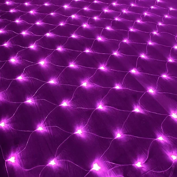 2Mx2M 4Mx6M LED Ulkoilma Kalastusverk Verho Mesh Fairy Lights Puutarhakoriste Uusivuosi Ulkoilma Katu Garland Jouluvalaistus Violetti